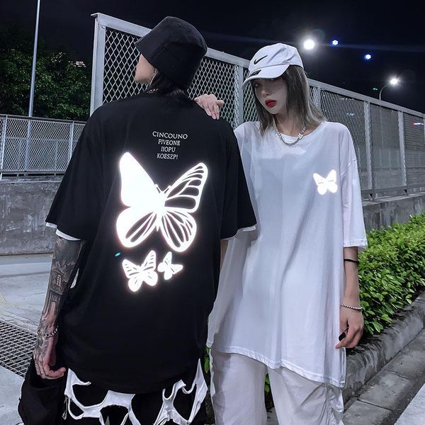 men's t-shirts 2021 ins couple tshirt summer colorful reflective butterfly print t-shirt men and women trend streetwear short-sleeved, White;black
men's t-shirts 2021 ins couple tshirt summer colorful reflective butterfly print t-shirt men and women trend streetwear short-sleeved, White;black