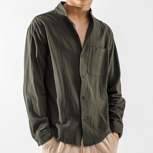 men's casual shirts men shirt solid color pocket stand collar buttons cotton linen long-sleeved loose plus size soft spring autumn, White;black
men's casual shirts men shirt solid color pocket stand collar buttons cotton linen long-sleeved loose plus size soft spring autumn, White;black