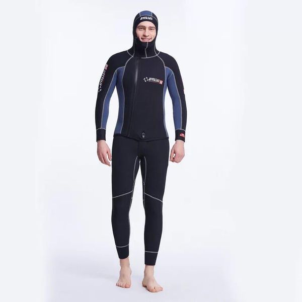 one-piece suits 2-piece set men's wetsuit jacket w 5mm neoprene / black blue patchwork front zip spearfishing diving suit hood and jone
one-piece suits 2-piece set men's wetsuit jacket w 5mm neoprene / black blue patchwork front zip spearfishing diving suit hood and jone