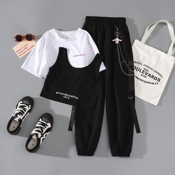 overalls set korean fashion womens pant loose hip hop nine point binding foot 3 piece pantsuits chain traf y2k pants, Black;white
overalls set korean fashion womens pant loose hip hop nine point binding foot 3 piece pantsuits chain traf y2k pants, Black;white