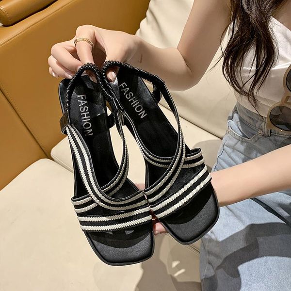 sandals 2021 summer mid-heel fashion elastic band female comfortable square root street shooting commuter, Black
sandals 2021 summer mid-heel fashion elastic band female comfortable square root street shooting commuter, Black