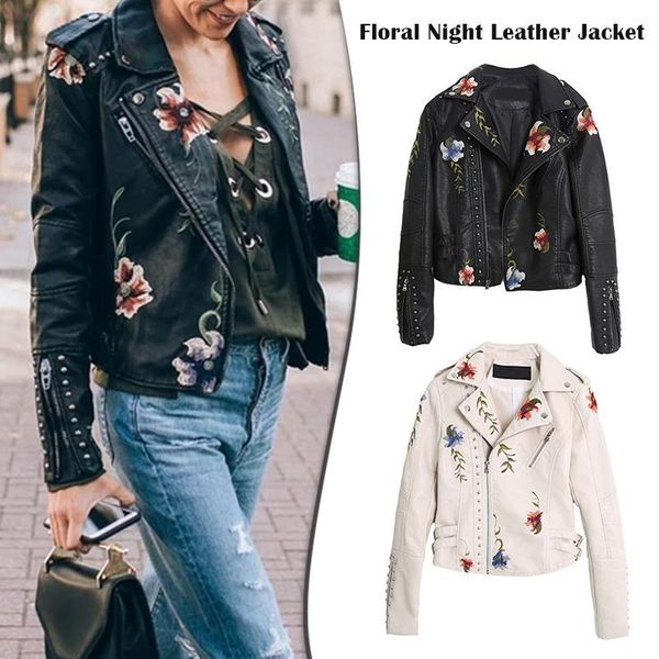 women's jackets floral night leather jacket faux casual short coat for spring fall and winter fs99, Black;brown
women's jackets floral night leather jacket faux casual short coat for spring fall and winter fs99, Black;brown