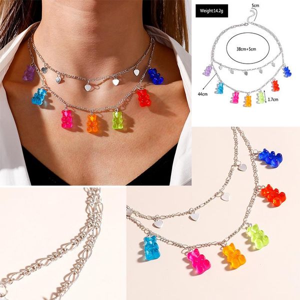 pendant necklaces 2 in 1 heart star charm animal necklace mini candy color bear for women girl birthday daily jewelry party gifts, Silver
pendant necklaces 2 in 1 heart star charm animal necklace mini candy color bear for women girl birthday daily jewelry party gifts, Silver