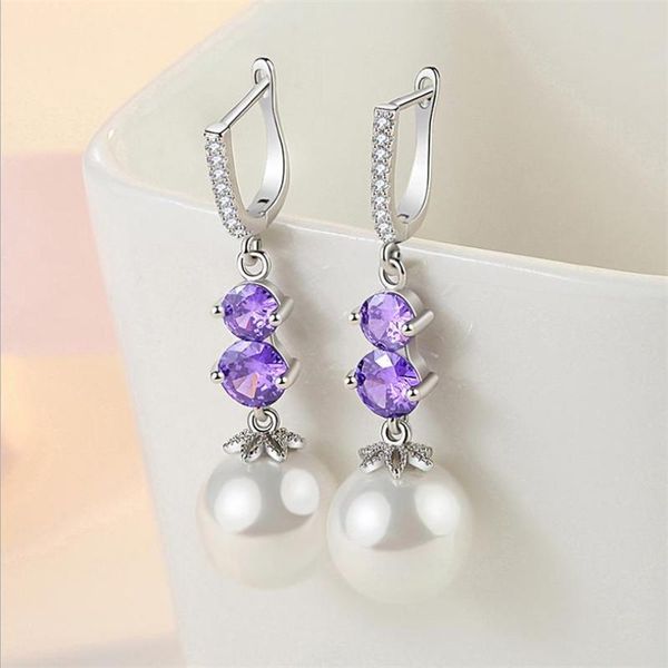 dangle & chandelier pearl crystal purple drop earrings for women jewelry pure 925 sterling silver earring female party accessories lady
dangle & chandelier pearl crystal purple drop earrings for women jewelry pure 925 sterling silver earring female party accessories lady