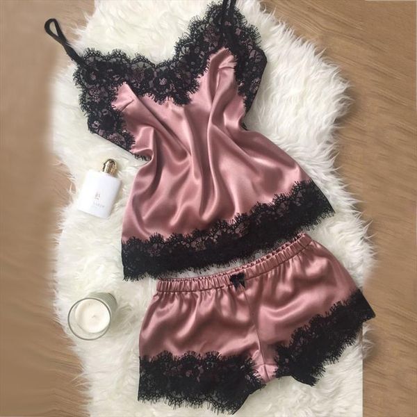 2pc set home wear women sleepwear sets lace lingerie babydoll nightwear satin camisole shorts pajamas femme, Black;red
2pc set home wear women sleepwear sets lace lingerie babydoll nightwear satin camisole shorts pajamas femme, Black;red