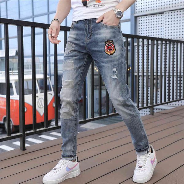 jean summer personality eagle needlepoint thin body holes celebrity webfeet pants fashion male jeans, Blue
jean summer personality eagle needlepoint thin body holes celebrity webfeet pants fashion male jeans, Blue