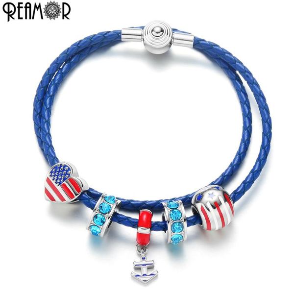 charm bracelets reamor navy blue leather rope chain women bracelet anchor beads crystal beaded jewelry for, Golden;silver
charm bracelets reamor navy blue leather rope chain women bracelet anchor beads crystal beaded jewelry for, Golden;silver