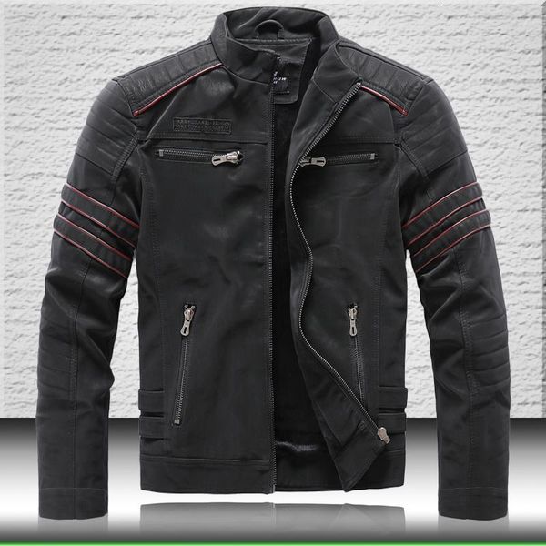 men's & faux fur winter men biker leather jacket mens thick bomber back embroidery male motorcycle fashion coats z5ii, Black
men's & faux fur winter men biker leather jacket mens thick bomber back embroidery male motorcycle fashion coats z5ii, Black