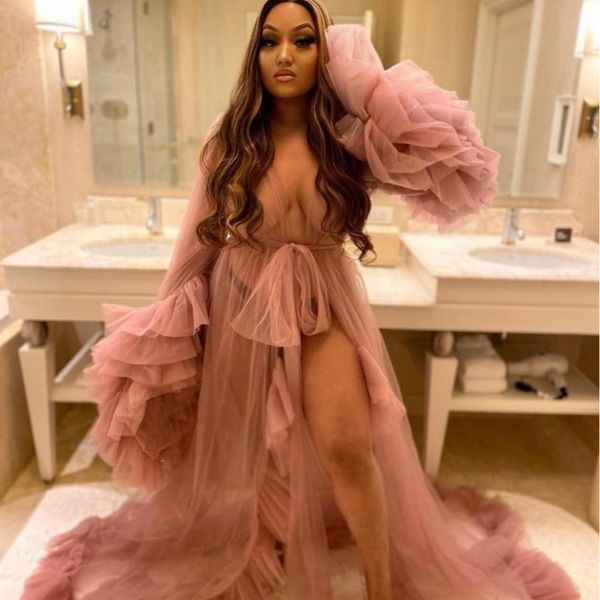 blush pink see thru long robe women evening dresses pgraphy ruffles full sleeves kimono mesh prom night gowns, Black;red
blush pink see thru long robe women evening dresses pgraphy ruffles full sleeves kimono mesh prom night gowns, Black;red
