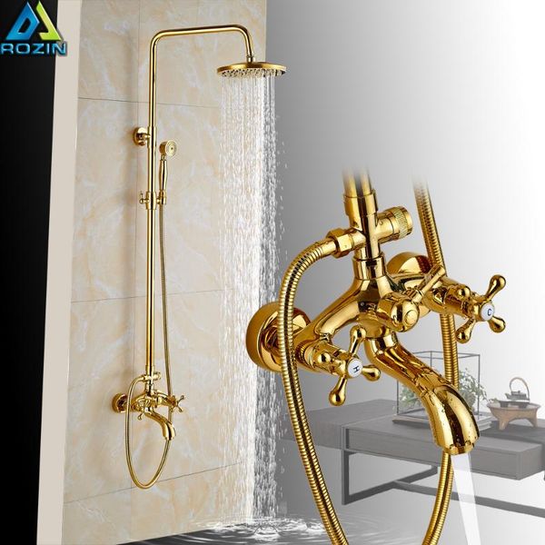 luxury golden bathroom shower mixer taps wall 8" rainfall bath faucet set w/ handshower tub spout sets
luxury golden bathroom shower mixer taps wall 8" rainfall bath faucet set w/ handshower tub spout sets