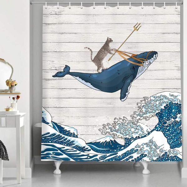 funny cat riding whale in ocean wave on vintage wooden bathroom curtains kanagawa japanese art shower
funny cat riding whale in ocean wave on vintage wooden bathroom curtains kanagawa japanese art shower