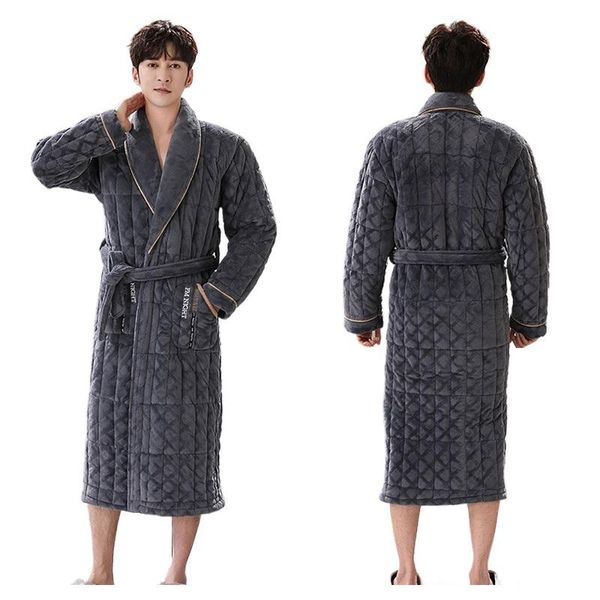 men's sleepwear thick quilted coral flannel long-sleeve male plus size l-3xl robe letter stitching bathrobes winter pijama hombre, Black;brown
men's sleepwear thick quilted coral flannel long-sleeve male plus size l-3xl robe letter stitching bathrobes winter pijama hombre, Black;brown