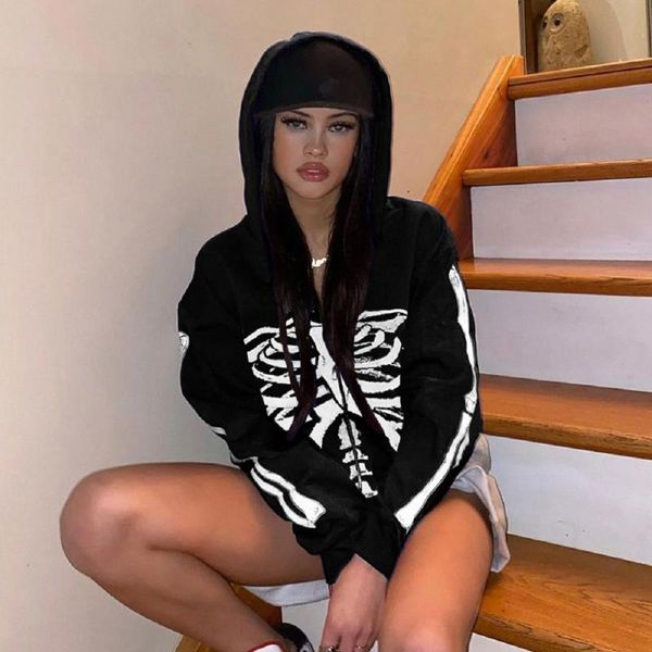women's hoodies & sweatshirts y2k woman sweatshirt long sleeve zipper skull print hooded loose autumn women clothes, Black
women's hoodies & sweatshirts y2k woman sweatshirt long sleeve zipper skull print hooded loose autumn women clothes, Black