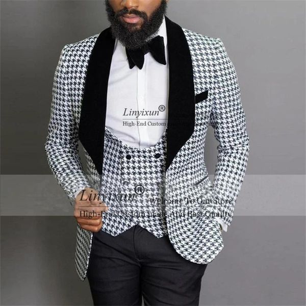 men's suits & blazers fashion houndstooth balck shawl lapel 3 pieces jacket pants vest groom wedding tuxedos slim fit male business bla, White;black
men's suits & blazers fashion houndstooth balck shawl lapel 3 pieces jacket pants vest groom wedding tuxedos slim fit male business bla, White;black