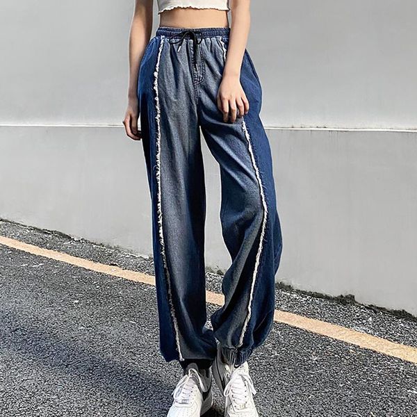 women's 2021 fashion casual high street dark light joint pockets high-waisted slimming ankle banded thin jeans long trousers, Blue
women's 2021 fashion casual high street dark light joint pockets high-waisted slimming ankle banded thin jeans long trousers, Blue