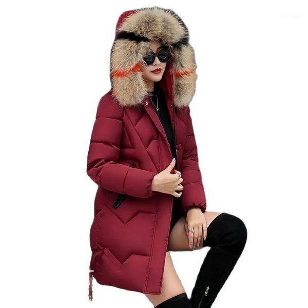 women's down & parkas 2021winter cotton-padded jacket mid-length large fur collar coat loose size outwear hooded female overcoat 505, Black
women's down & parkas 2021winter cotton-padded jacket mid-length large fur collar coat loose size outwear hooded female overcoat 505, Black