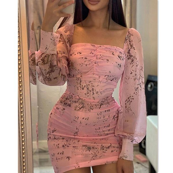 spring clothes for women 2021 elegant fitting small floral dress pink slimming skirt long sleeve streetwear, Black;gray
spring clothes for women 2021 elegant fitting small floral dress pink slimming skirt long sleeve streetwear, Black;gray