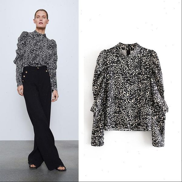 za women summer blouse blouses with o neck leopard print long sleeve shirt casual elegant office wear loose top, White
za women summer blouse blouses with o neck leopard print long sleeve shirt casual elegant office wear loose top, White