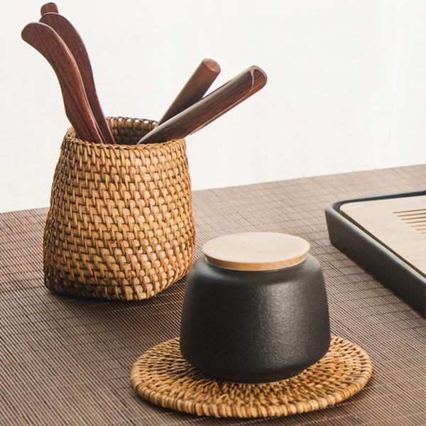 mats & pads 6pcs round natural woven rattan coasters bowl handmade ornament placemats table padding cup with storage holder
mats & pads 6pcs round natural woven rattan coasters bowl handmade ornament placemats table padding cup with storage holder