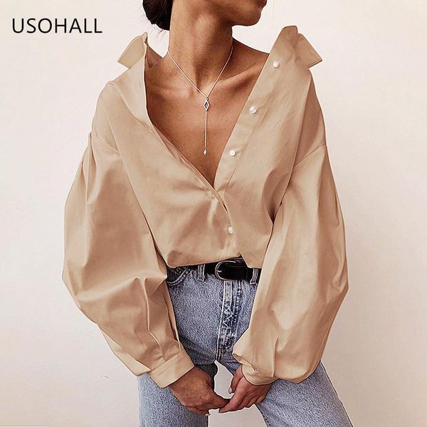 women's blouses & shirts usohall temperament fashion turn-down collar lantern sleeves blouse women single breasted long sleeve shirt, White
women's blouses & shirts usohall temperament fashion turn-down collar lantern sleeves blouse women single breasted long sleeve shirt, White