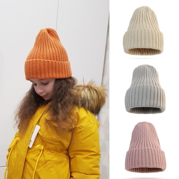 caps & hats winter kids hat beanie solid color soft knitted elastic cap warm outdoor children boys girls bonnet, Yellow 
caps & hats winter kids hat beanie solid color soft knitted elastic cap warm outdoor children boys girls bonnet, Yellow