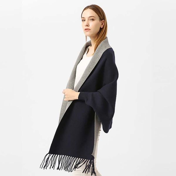 new fashion imitation cashmere pure color shawl sleeves thickened warmth winter windproof tassel cloak double-sided dual-use, Blue;gray
new fashion imitation cashmere pure color shawl sleeves thickened warmth winter windproof tassel cloak double-sided dual-use, Blue;gray