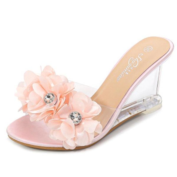 slippers high heels female summer 8 centimeters women's shoes flowers simple wedge sandals transparent heel, Black
slippers high heels female summer 8 centimeters women's shoes flowers simple wedge sandals transparent heel, Black