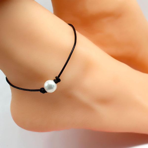 anklets fashion leather rope pearl foot chain beach black adjustable ankle bracelets on leg for women jewelry, Red;blue
anklets fashion leather rope pearl foot chain beach black adjustable ankle bracelets on leg for women jewelry, Red;blue