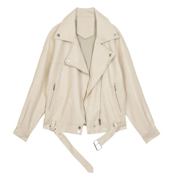 women's leather & faux women pu jacket 2021 spring loose solid color soft casual motorcycle female with belt, Black
women's leather & faux women pu jacket 2021 spring loose solid color soft casual motorcycle female with belt, Black