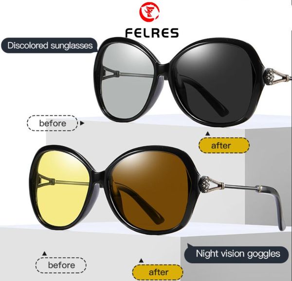sunglasses felres women's pochromic polarized night vision uv400 outdoor driving anti-glare glasses with box a002, White;black
sunglasses felres women's pochromic polarized night vision uv400 outdoor driving anti-glare glasses with box a002, White;black