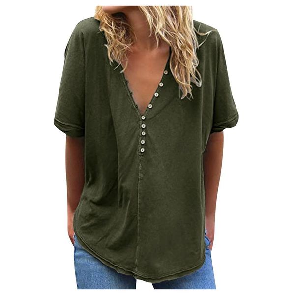 shirt women solid color v-neck buttons short sleeves casual tshirt for women's summer t mujer camisetas t-shirt, White
shirt women solid color v-neck buttons short sleeves casual tshirt for women's summer t mujer camisetas t-shirt, White