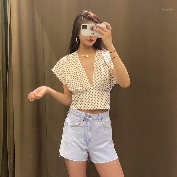 women's blouses & shirts mesttraf women 2021 fashion with bow polka dot linen crop vintage backless short sleeve female streetwear, White
women's blouses & shirts mesttraf women 2021 fashion with bow polka dot linen crop vintage backless short sleeve female streetwear, White
