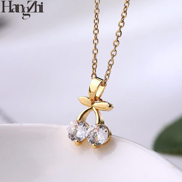 pendant necklaces hangzhi fashion zircon titanium steel necklace cherry jewelry temperament trend accessories, Silver
pendant necklaces hangzhi fashion zircon titanium steel necklace cherry jewelry temperament trend accessories, Silver