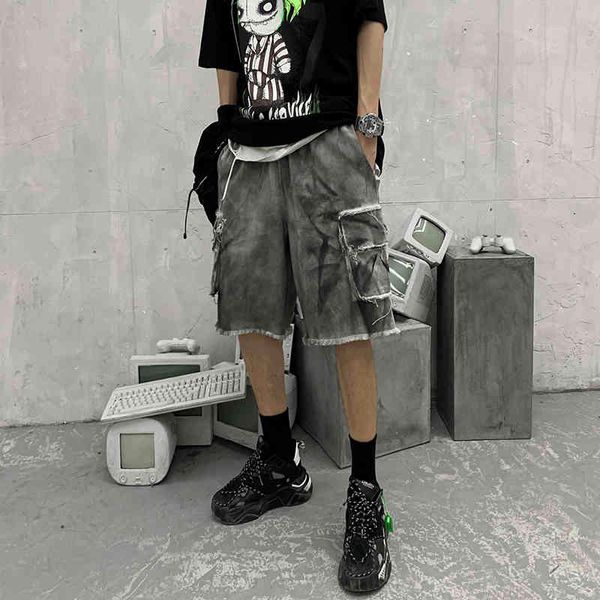 men's shorts back washed spray paint rough ee casual shorts men and women tie dye harajuku loose leg pockets wide load oversize, White;black
men's shorts back washed spray paint rough ee casual shorts men and women tie dye harajuku loose leg pockets wide load oversize, White;black