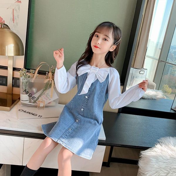 girl's dresses kids dress for girls fashion denim spliced preppy style children clothes spring autumn lovely bow clothing, Red;yellow
girl's dresses kids dress for girls fashion denim spliced preppy style children clothes spring autumn lovely bow clothing, Red;yellow