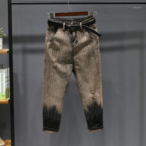 women's jeans mixed color women summer thin diamond loose straight denim harem pants high waist ankle length pant female streetwear, Blue
women's jeans mixed color women summer thin diamond loose straight denim harem pants high waist ankle length pant female streetwear, Blue