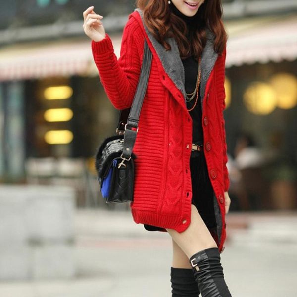 women's knits & tees women autumn winter hooded knitted cardigan thicken warm long sleeve twist button sweater fashion female knitwear, White
women's knits & tees women autumn winter hooded knitted cardigan thicken warm long sleeve twist button sweater fashion female knitwear, White