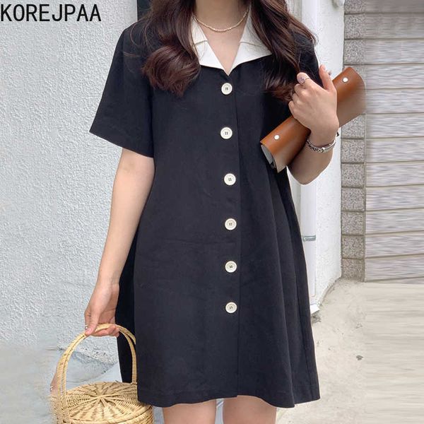 korejpaa women mini dress summer korean fashion elegant commute double-layer doll collar single-breasted loose joker dresses 210526, Black;gray
korejpaa women mini dress summer korean fashion elegant commute double-layer doll collar single-breasted loose joker dresses 210526, Black;gray