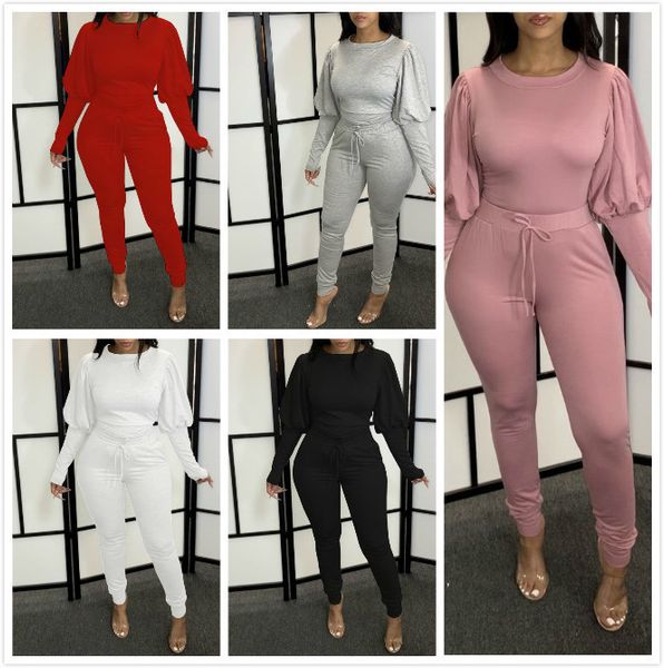 women's tracksuits women tracksuit two pieces set solid colour slim new bubble sleeve long pants home leisure ladies fashion, Gray
women's tracksuits women tracksuit two pieces set solid colour slim new bubble sleeve long pants home leisure ladies fashion, Gray