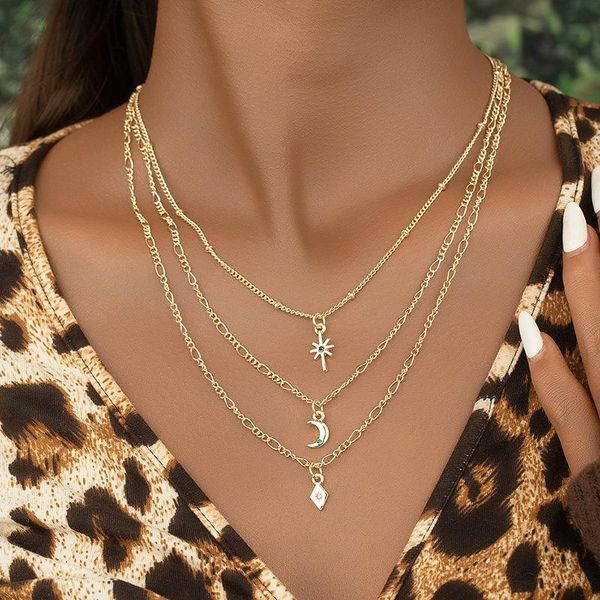 pendant necklaces find me bohemian geometric multi-layer stars moon necklace for women party jewelry accessories, Silver
pendant necklaces find me bohemian geometric multi-layer stars moon necklace for women party jewelry accessories, Silver