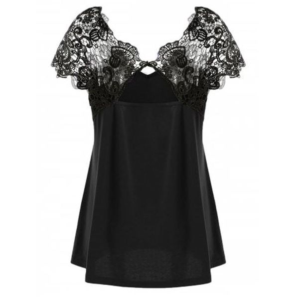 women's t-shirt fashion casual v-neck lace splicing short sleeve plus size streetwear oversized loose clothing women, White
women's t-shirt fashion casual v-neck lace splicing short sleeve plus size streetwear oversized loose clothing women, White