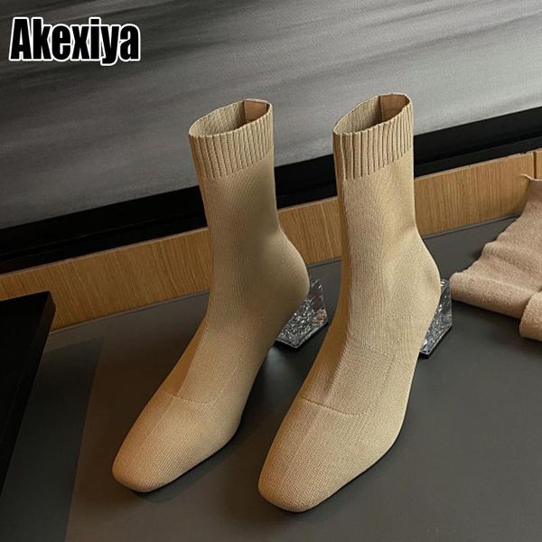 boots stretch winter fashion slip-on round toe chunky heel ankle handmade women shoes platform bc2554, Black
boots stretch winter fashion slip-on round toe chunky heel ankle handmade women shoes platform bc2554, Black