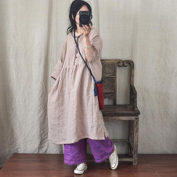 casual dresses johnature women linen dress o-neck three quarter sleeve button clothes 2021 summer solid color vintage chinese style, Black;gray
casual dresses johnature women linen dress o-neck three quarter sleeve button clothes 2021 summer solid color vintage chinese style, Black;gray