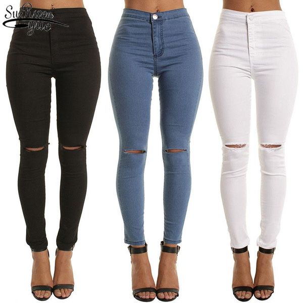 european and american dilapidated jeans leggings women casual solid color high waist tight pencil pants 12779 women's, Blue
european and american dilapidated jeans leggings women casual solid color high waist tight pencil pants 12779 women's, Blue