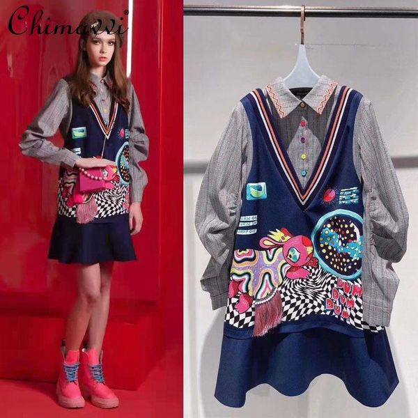 casual dresses spring korean style cartoon embroidered plaid dress fake two-piece stitching ruffled slimming short for women, Black;gray
casual dresses spring korean style cartoon embroidered plaid dress fake two-piece stitching ruffled slimming short for women, Black;gray