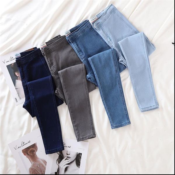 high waist spring elasticity womens jean slim pants leggings autumn fashio hip lifting grey denim pencil, Blue
high waist spring elasticity womens jean slim pants leggings autumn fashio hip lifting grey denim pencil, Blue