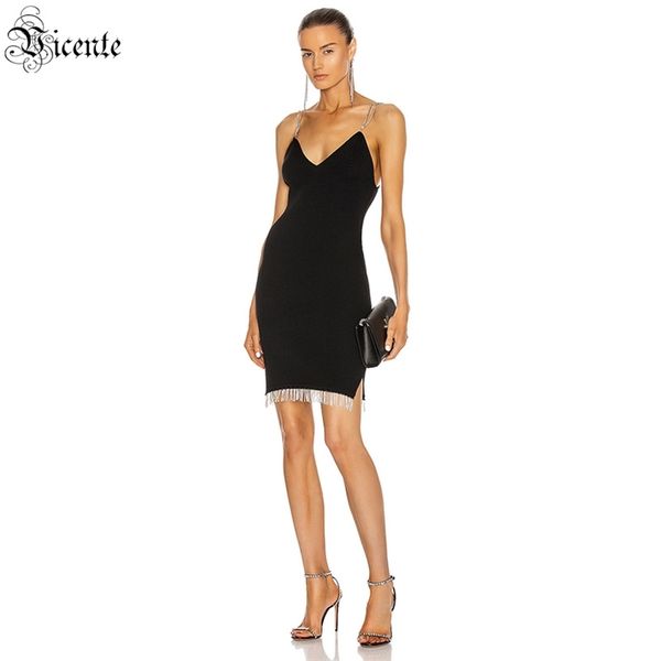ladies dress celebrity party diamond tassel shoulder strap v neck black bandage 210520, Black;gray
ladies dress celebrity party diamond tassel shoulder strap v neck black bandage 210520, Black;gray