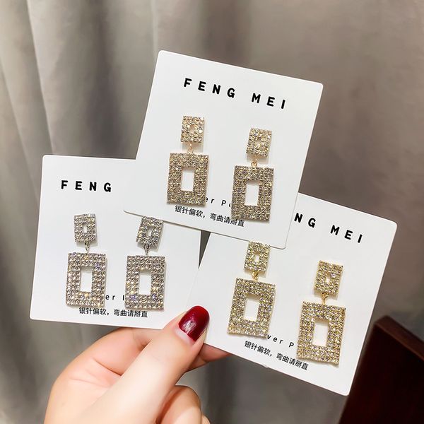 925 silver needle fashion geometric square long fashion personality diamond earrings mesh red versatile new
925 silver needle fashion geometric square long fashion personality diamond earrings mesh red versatile new