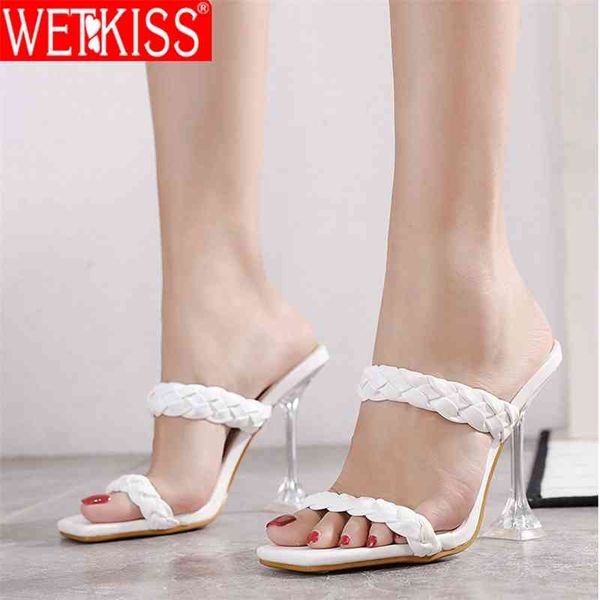 wetkiss high heel slippers women summer slip on slide woven sandals slippers square open toe lady party dress shoes 210630, Black
wetkiss high heel slippers women summer slip on slide woven sandals slippers square open toe lady party dress shoes 210630, Black