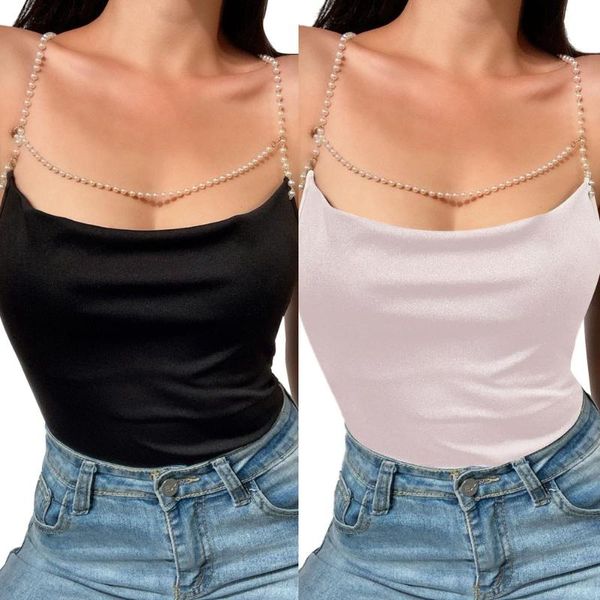 women's tanks & camis women pearl straps camisole, draped neck open back tank sleeveless bandeau tube, White
women's tanks & camis women pearl straps camisole, draped neck open back tank sleeveless bandeau tube, White